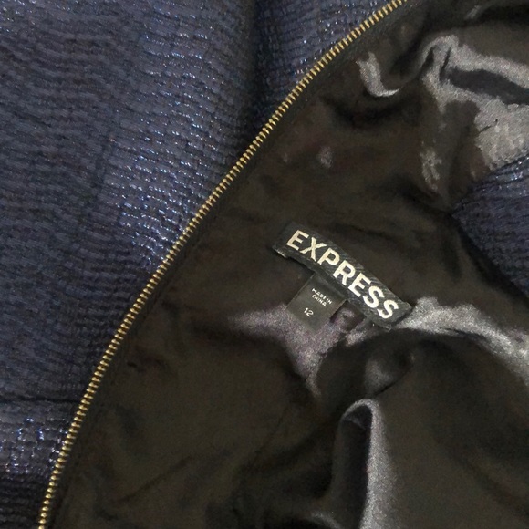 Formal dress deep navy blue with metallic thread - Picture 6 of 7